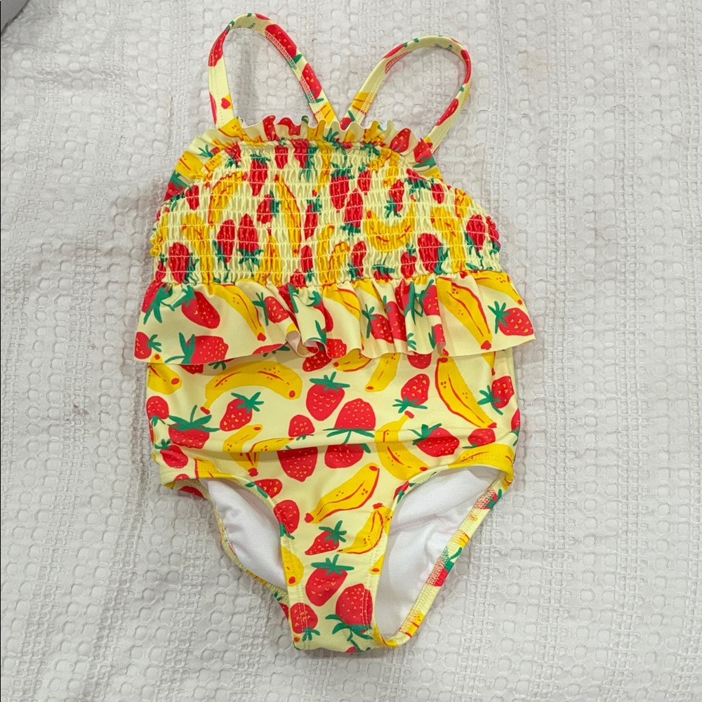 Toddler Strawberry and Banana Print Swimsuit